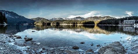 Eibsee lake winter panorama | Stock image | Colourbox