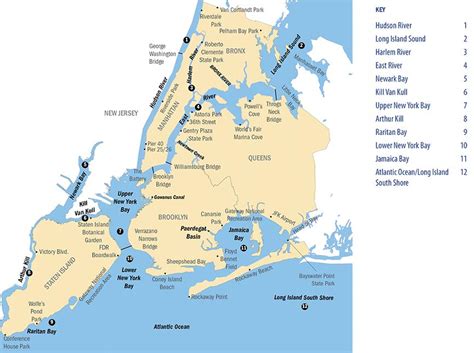 La Ciutat de nova York rius mapa - Nova York riu mapa (Nova York - EUA)