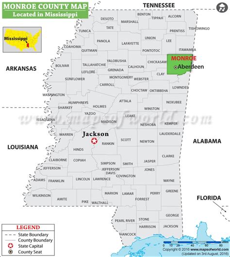 Monroe County Map, Mississippi