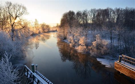 Morning scenery, Sweden, river, winter, snow wallpaper | nature and ...