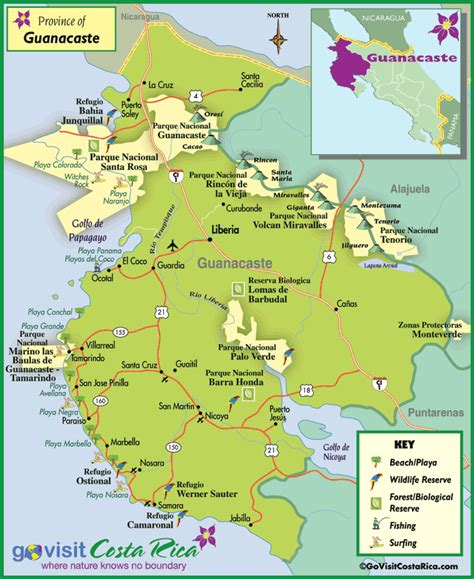 Guanacaste Region Map, Costa Rica - Go Visit Costa Rica