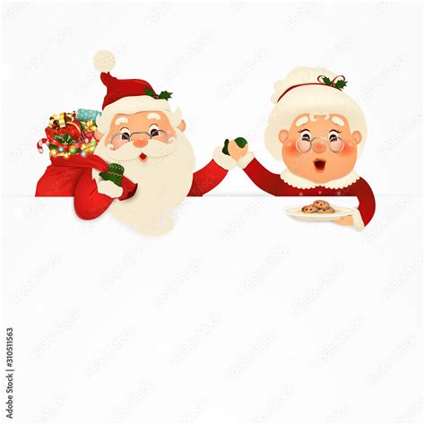 Mrs. Claus Together. Vector cartoon character of Happy Santa Claus and ...