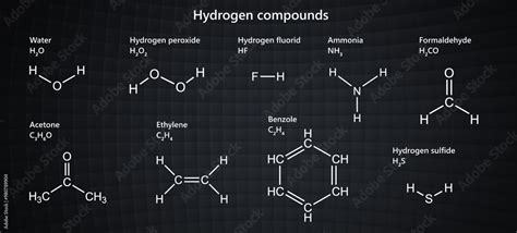 Compilation of various hydrogen (H) compounds: water, peroxide ...