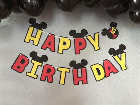 Mickey Mouse Birthday banner Birthday Banner, Birthday Cake, Mickey Mouse Bday, Happy Day ...