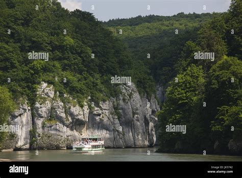 Germany, Bavaria, Weltenburg, Tour boat by the Danube Gorge Stock Photo - Alamy