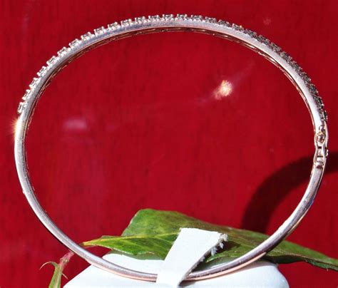 14k rose gold bracelet 3.50ct chocolate white diamond 7.0" hinged ...