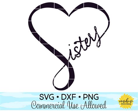 Sisters Heart Hand Lettered / Drawn SVG DXF PNG Heart Svg - Etsy