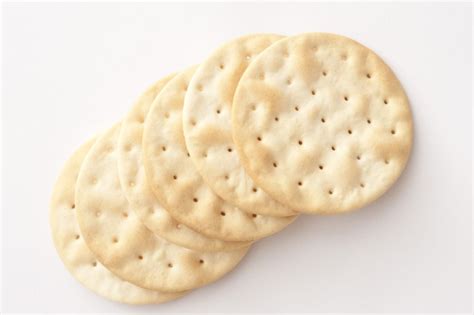 Row of plain crispy water crackers - Free Stock Image