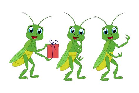 Cute Grasshopper Animal Cartoon Graphic Afbeelding door curutdesign · Creative Fabrica