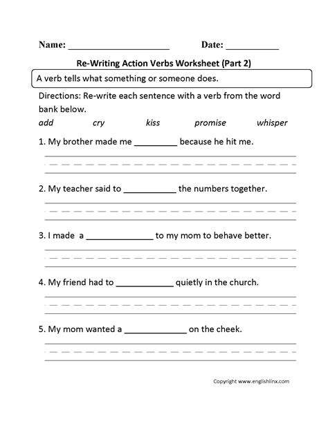 Verbs Worksheets | Action Verbs Worksheets