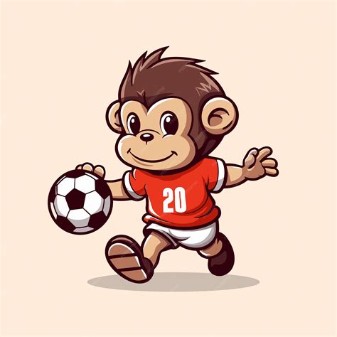 Premium Vector | Cute monkey playing football vector illustration