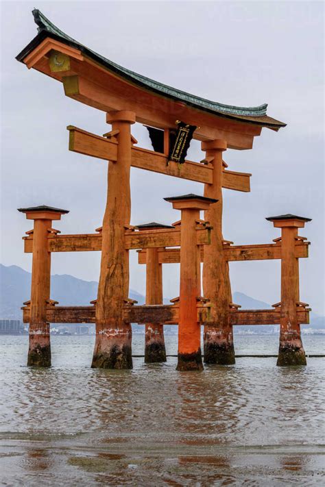 Itsukushima Shrine, a Shinto shrine on the island of Itsukushima, Miyajima, Japan. stock photo