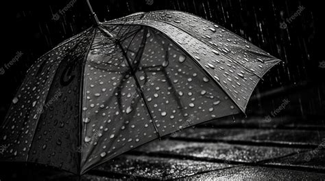 Premium Photo | Raindrops on an umbrella in the rain black and white ...