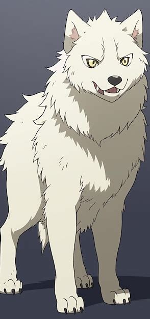 Premium AI Image | Anime picture of a white dog with green eyes and a ...