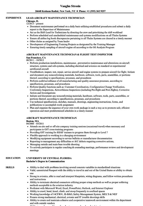 Aircraft Maintenance Technician Resume Samples | Velvet Jobs