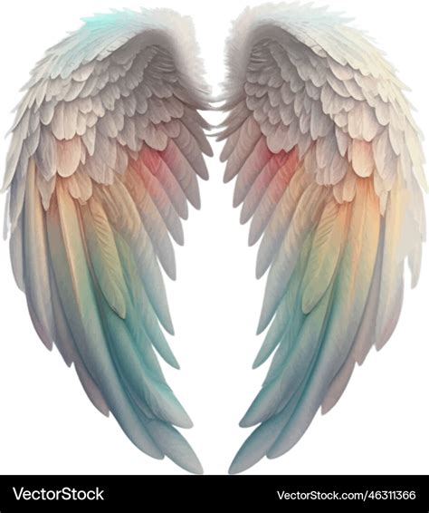 Angels wings pastel rainbow clipart feather Vector Image