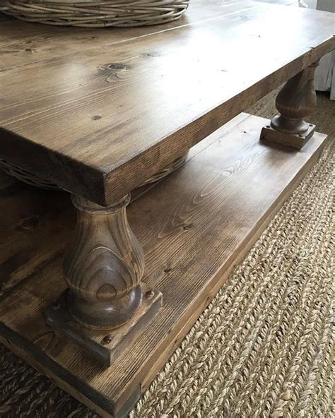 Large Square Rustic Baluster Wide Plank Coffee Table | Etsy | Couchtisch holz, Rustikale ...