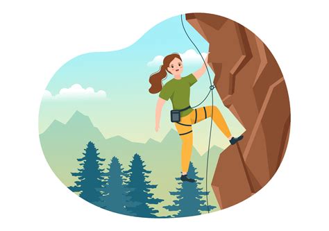 Cliff Climbing Illustration with Climber Climb Rock Wall or Mountain Cliffs and Extreme Activity ...