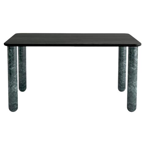 Medium Black Wood and Green Marble "Sunday" Dining Table, Jean-Baptiste Souletie For Sale at 1stDibs