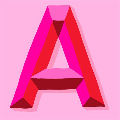 the letter a is made up of pink and red shapes