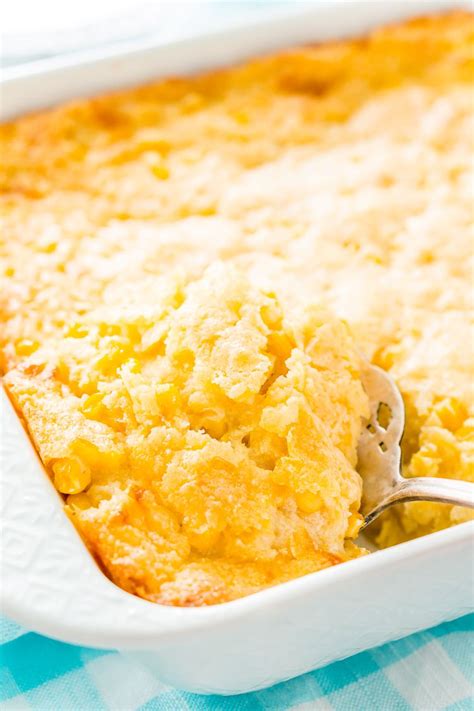 Cheesy Corn Casserole is an easy, no-effort side dish made with just 6 ingredients and ready for ...