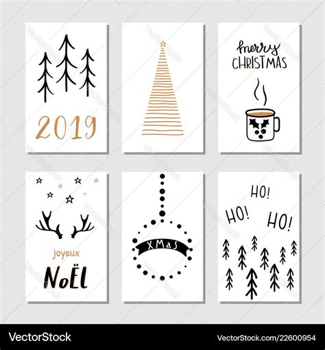 Christmas hand drawn greeting cards Royalty Free Vector