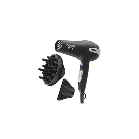 Conair 1875-Watt Ionic Ceramic Hair Dryer with Diffuser and Concentrator, Black - Black Hair ...