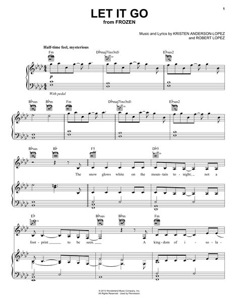 Let It Go (from Frozen) partituras por Idina Menzel (Piano, Voz y Guitarra (Mano-derecha Melodia ...