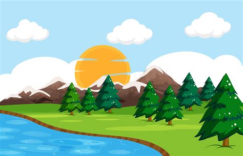 A simple nature landscape 432883 Vector Art at Vecteezy