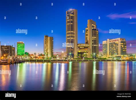 Corpus Christi, Texas, USA skyline on the bay in the day Stock Photo ...