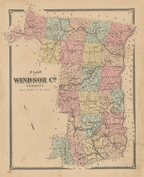 ROYALTON, Windsor County, Vermont 1869 Map - Replica or Genuine ORIGINAL