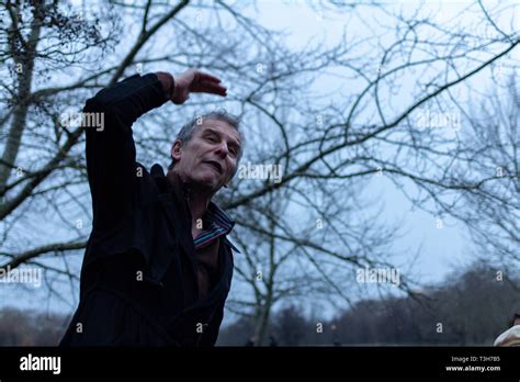 A street preacher talkling with passion at dusk in December in the famous Speaker's corner in ...