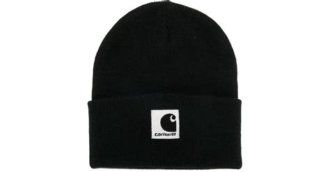 Lyst - Carhartt Logo Patch Beanie in Black for Men