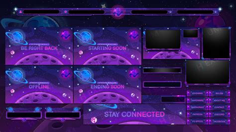 Stardust, Space Themed Animated Twitch Overlay Package - Hexeum