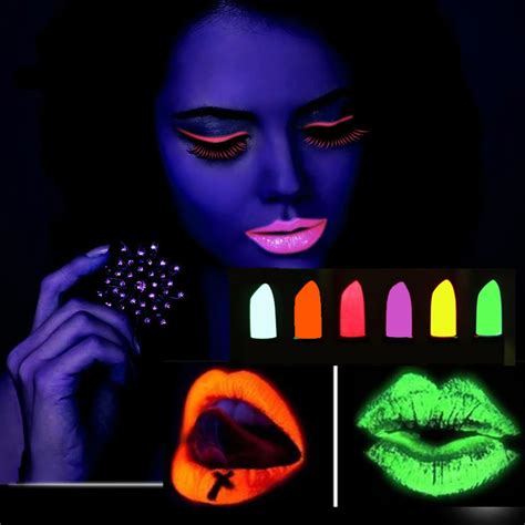 Super Cool 6 Colors Glow In The Dark Lipstick Makeup Shiny Party KTV Bar Nightclub Fluorescent ...