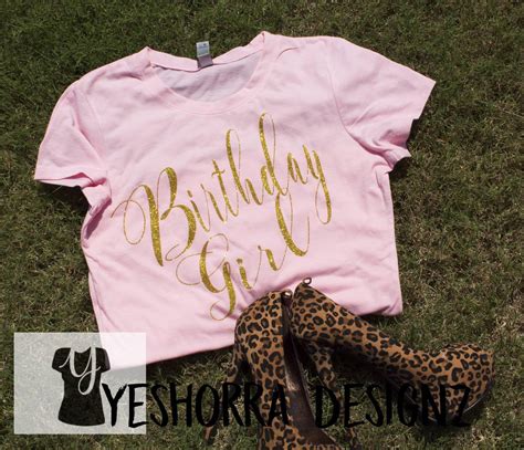 Pink Birthday Girl Shirt Gold Glitter Text Birthday Girl