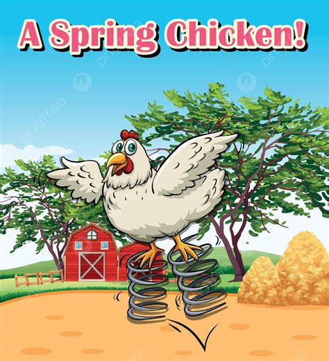 Pharse On Poster For Spring Chicken Drawing Living Landscape Vector ...