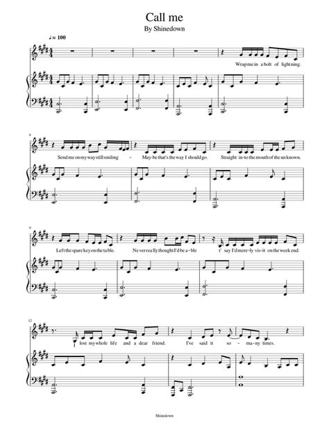 Call me Shinedown Piano and Vocals original key 2 Sheet music for Piano ...