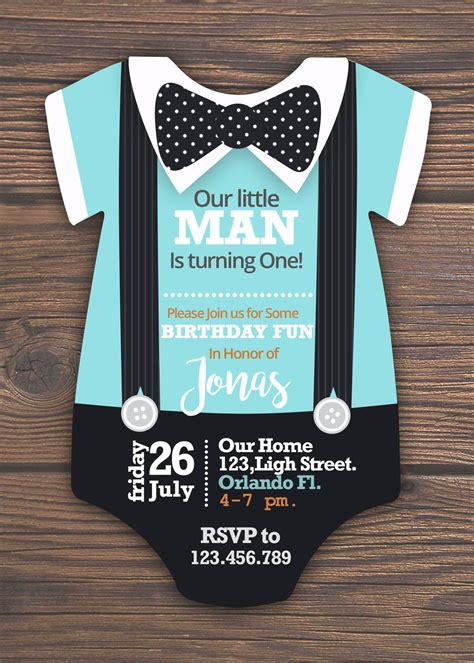 Bow-Tie Onesie Birthday Invitation | Adorable Invite