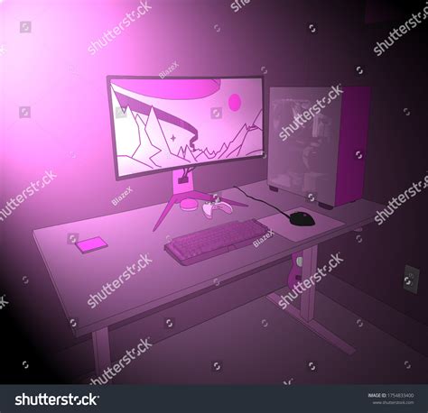 Aesthetic Gaming Room Setup Digital Drawing Stock Illustration 1754833400 | Shutterstock