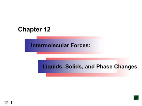 Chapter 12 Intermolecular Forces: Liquids, Solids, and Phase Changes 12-1