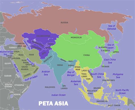 Peta Benua Asia lengkap