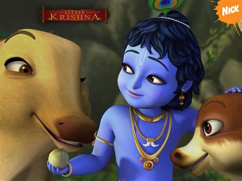 Lord Krishna Cartoon - Little Krishna With Cow - 1024x768 Wallpaper - teahub.io