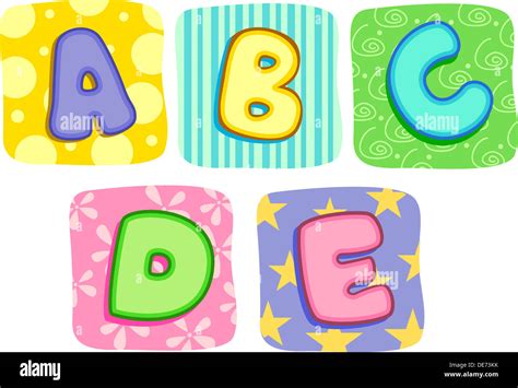 Illustration of Quilt Alphabet Letters A B C D E Stock Photo - Alamy