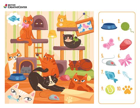 Free Printable Educational Activity - Hidden Picture Puzzle - Cats