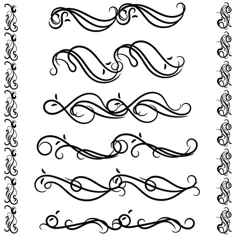 set of swirl border calligraphy and dividers decorative vector in ...