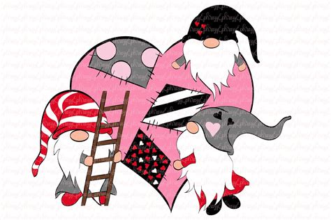 Valentine.Gnomies.Gnome.SVG.Clipart | Custom-Designed Illustrations ...