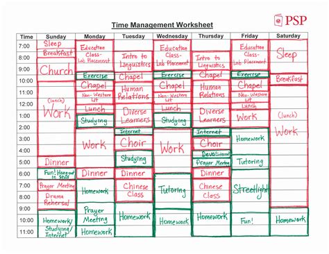 Time Management Chart Template