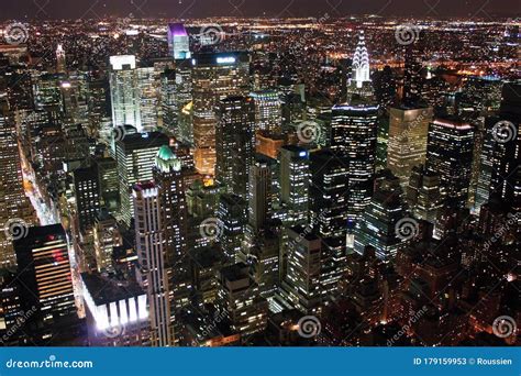 New York City at the Night Lights from Empire State Building Aerial View Editorial Stock Photo ...