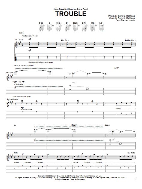 Trouble by Dave Matthews - Guitar Tab - Guitar Instructor